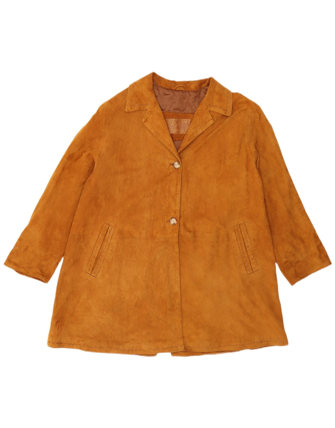 Vintage mujer ante chaqueta Reino Unido 14 cuero marrón medio