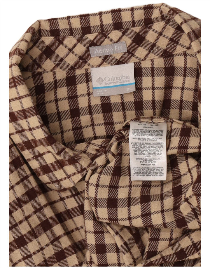 Columbia Camisa de franela activa para hombre XL Algodón a cuadros beige