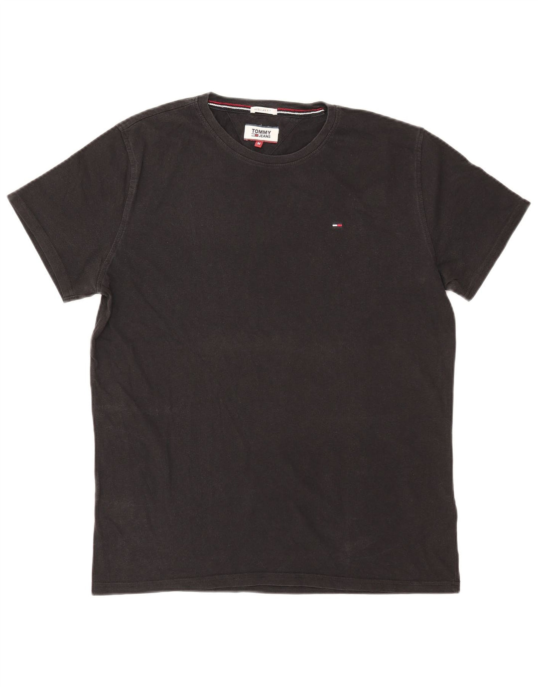 Tommy Hilfiger Camiseta Regular Fit para Hombre Top Medio Algodón Negro