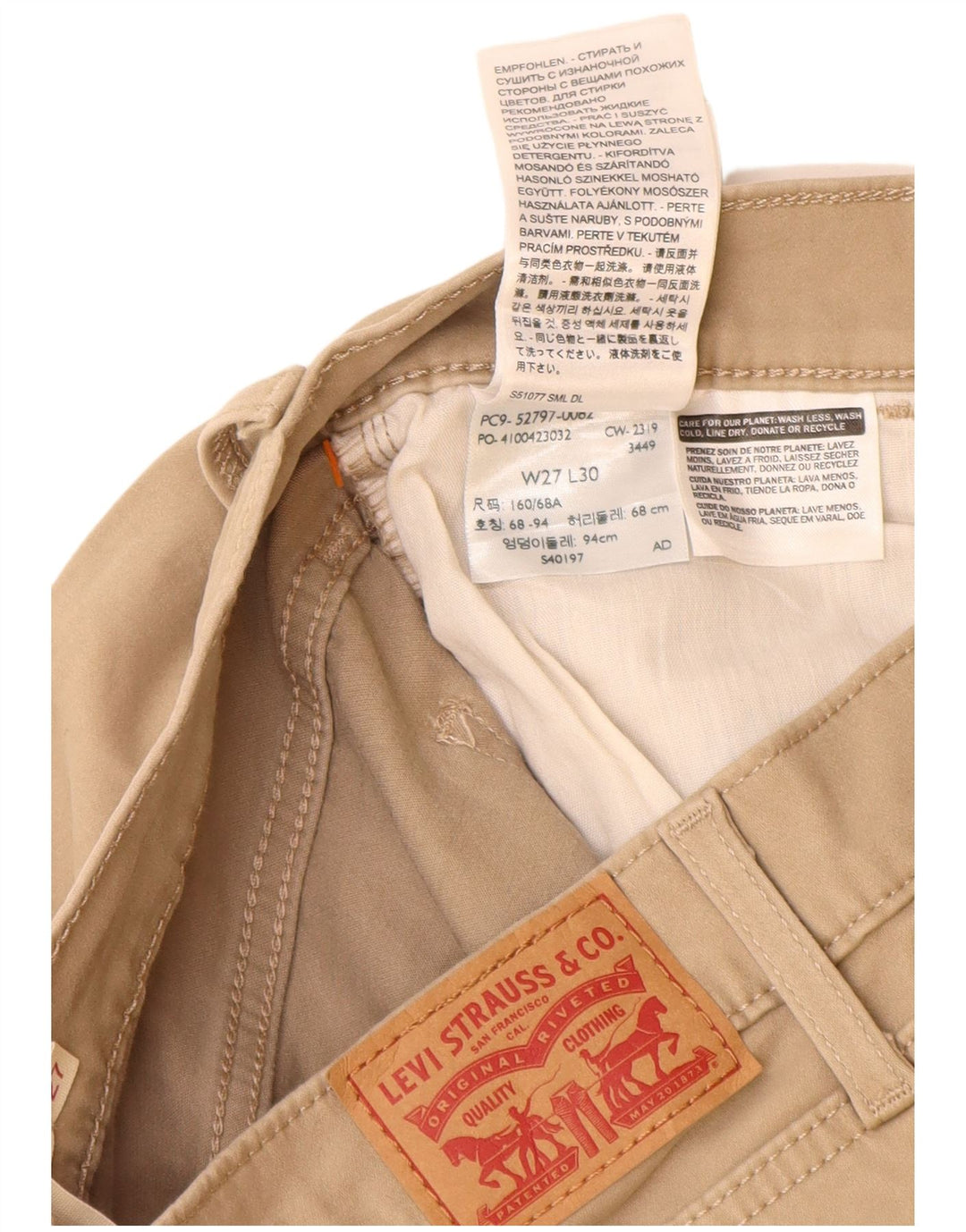 LEVI'S Pantalones Casuales Súper Ajustados De Cintura Alta 720 Para Mujer W27 L30 Beige