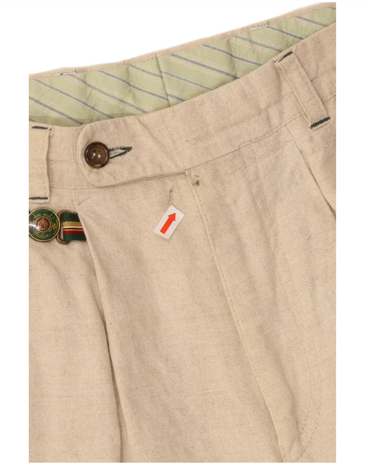 VINTAGE Pantalones de traje con clavijas para hombre IT 46 Pequeño W32 L31 Lino beige