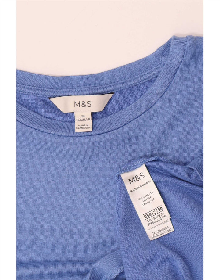 Marks & Spencer Top para mujer de manga larga UK 46 Viscosa azul grande