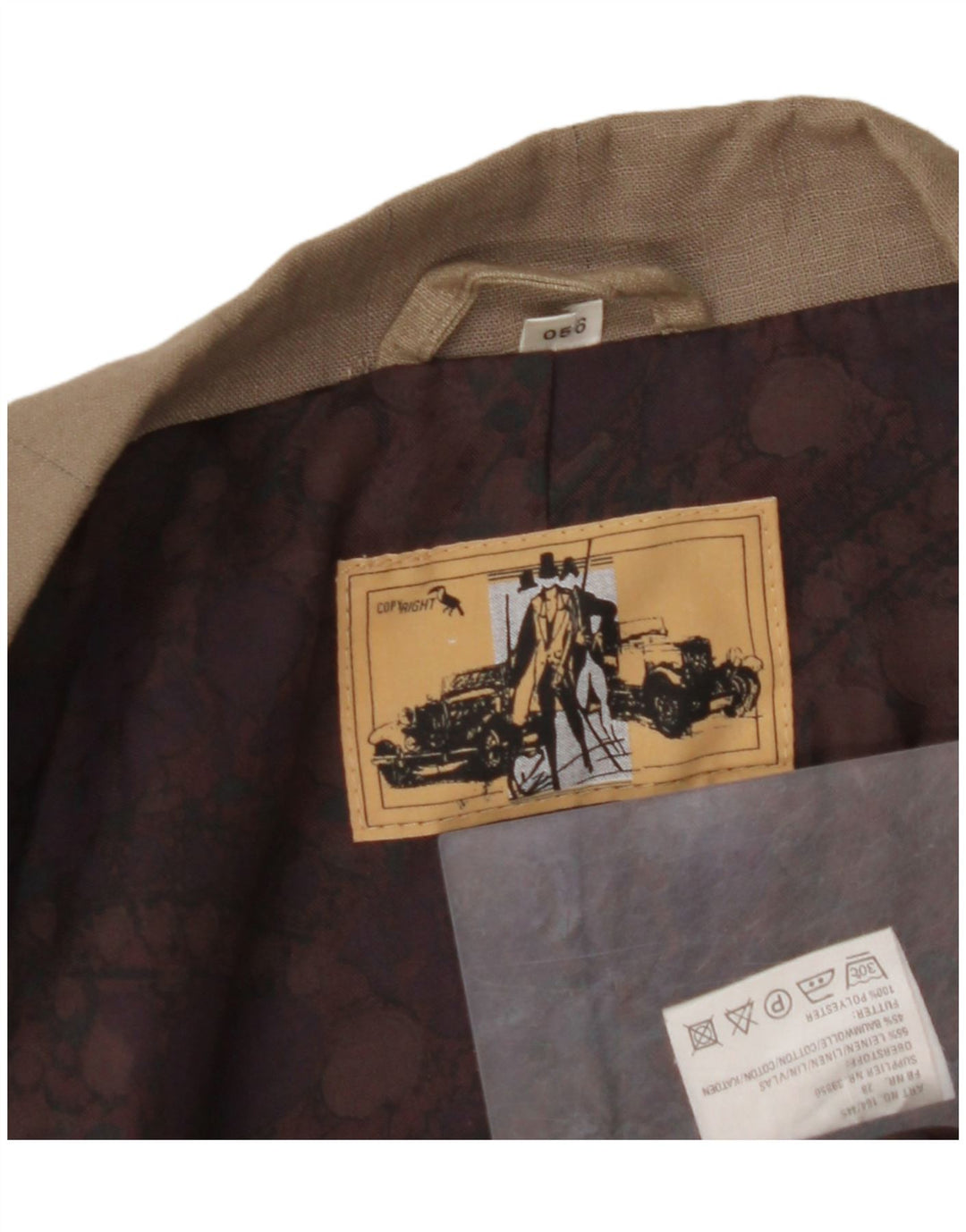 VINTAGE Chaqueta Blazer de doble botonadura para hombre EU 56 3XL Lino marrón