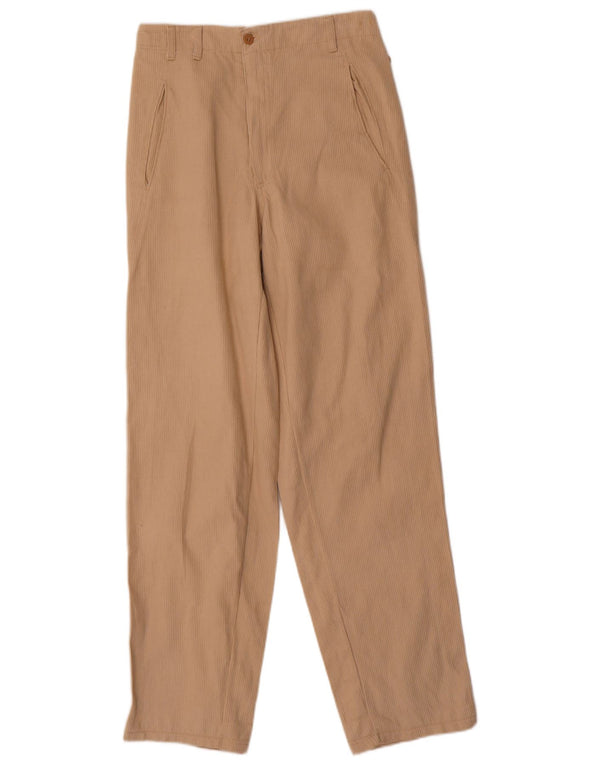 Vintage mujer recta pana pantalones IT 44 Medio W26 L32 Beige
