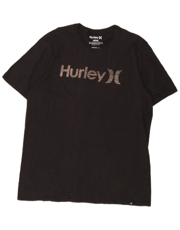 Hurley Hombre Camiseta Gráfica Top XL Algodón Negro