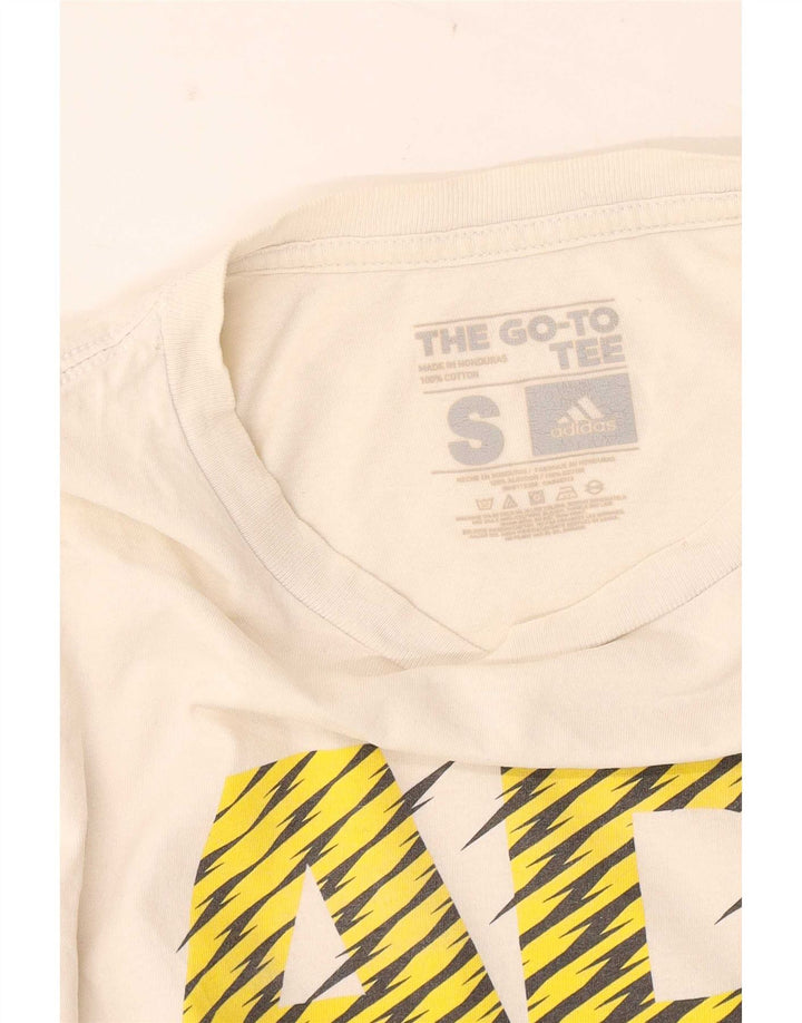Adidas - Camiseta gráfica para hombre, talla pequeña, algodón blanco