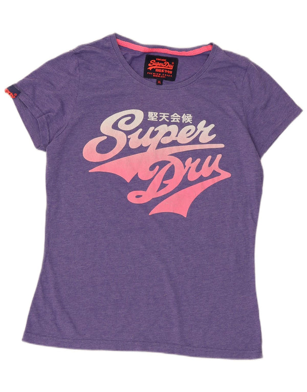 SUPERDRY Camiseta gráfica para mujer Top UK 40 XL Algodón morado