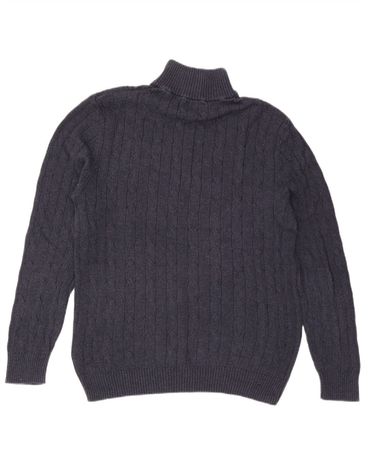 Jersey de hombre con cuello y cremallera de algodón en azul marino mediano de White Stuff