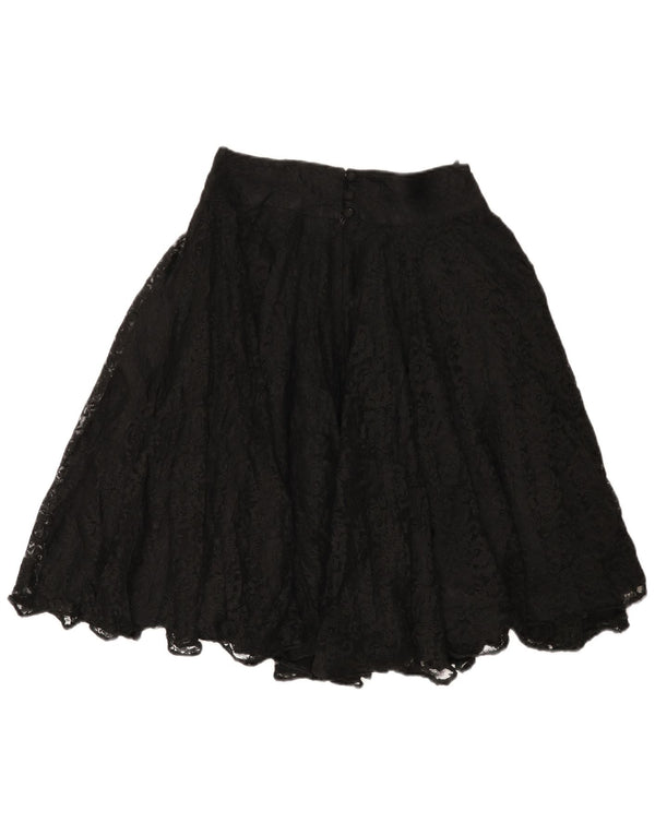 Falda acampanada de encaje vintage para mujer IT 44 Mediana W28 Viscosa floral negra