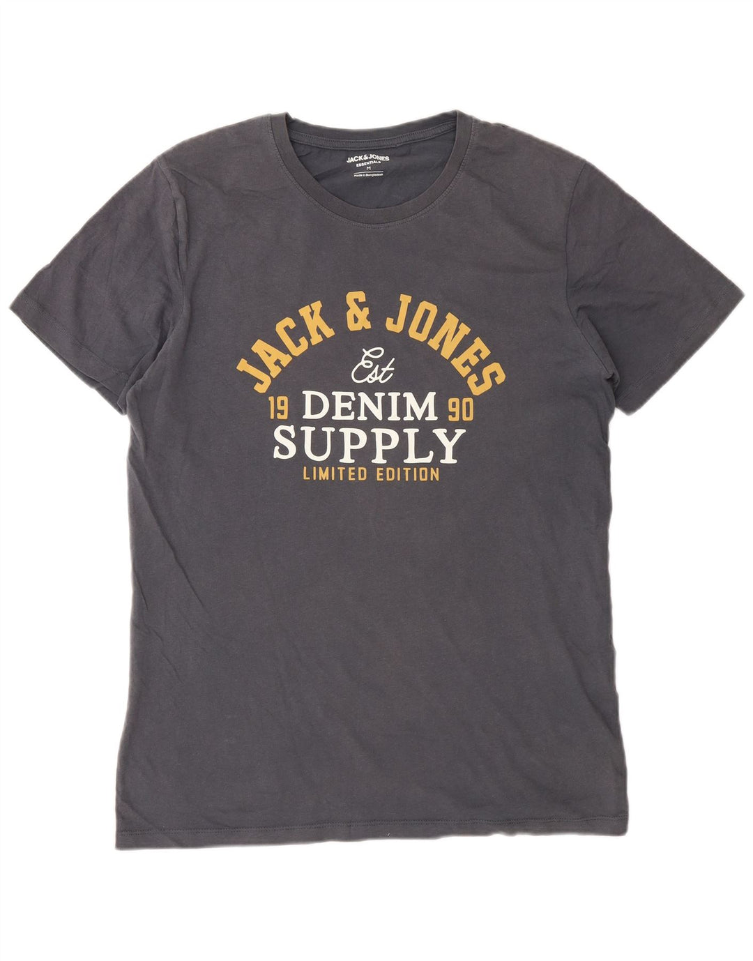 Jack & Jones Hombre Camiseta Gráfica Top Algodón Gris Medio
