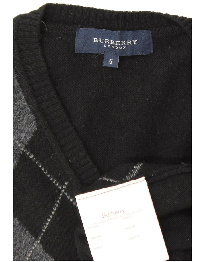 Burberry Hombre Chaleco Sin Mangas Camiseta Mediana Argyle Negra/Lana Diamante