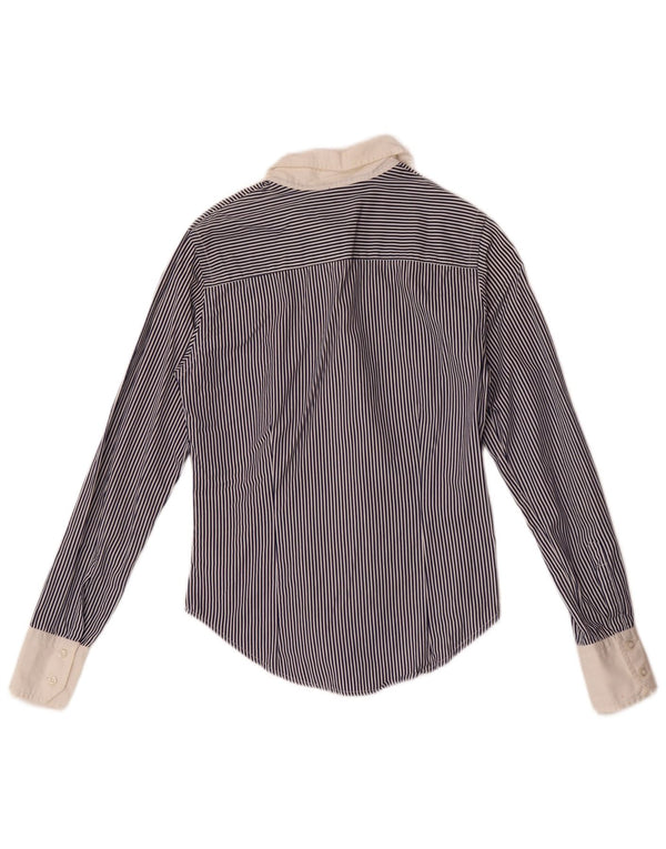 Fred Perry Camisa para mujer UK 10 Small Azul marino Rayas diplomáticas Algodón
