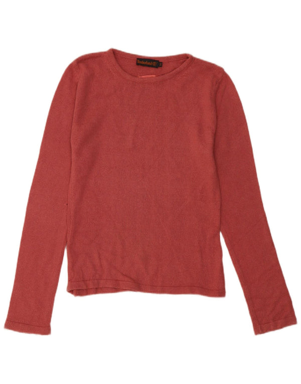 Timberland Womens Boat Neck Jumper Sweater UK 12 Medium Pink Viscose