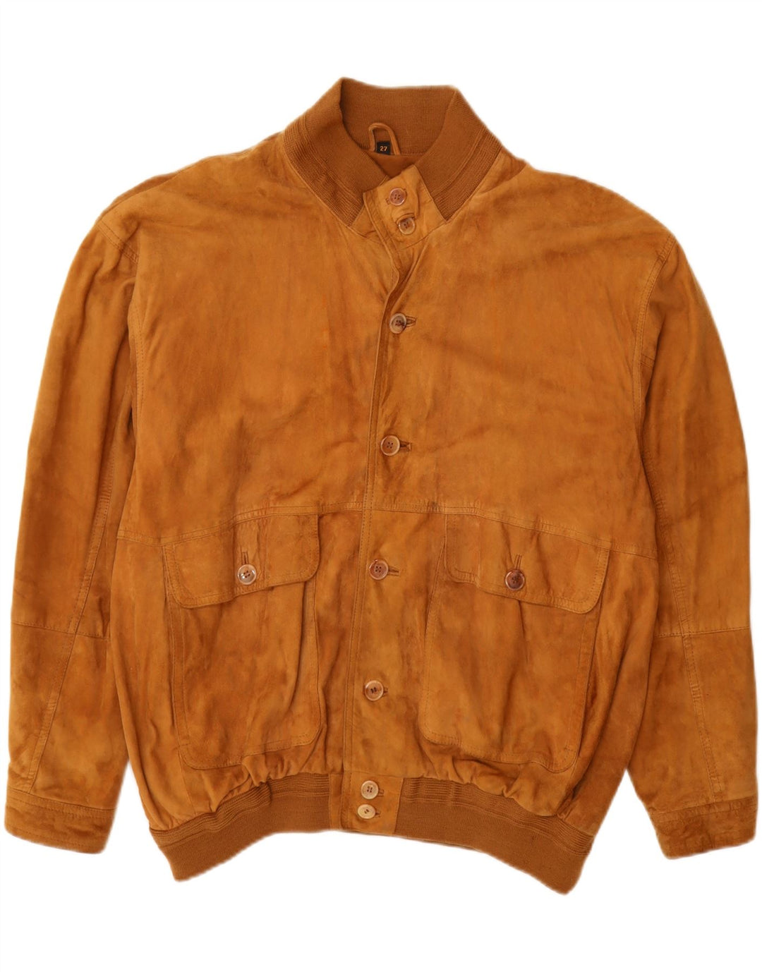 Vintage hombres ante chaqueta Reino Unido 42 XL cuero marrón