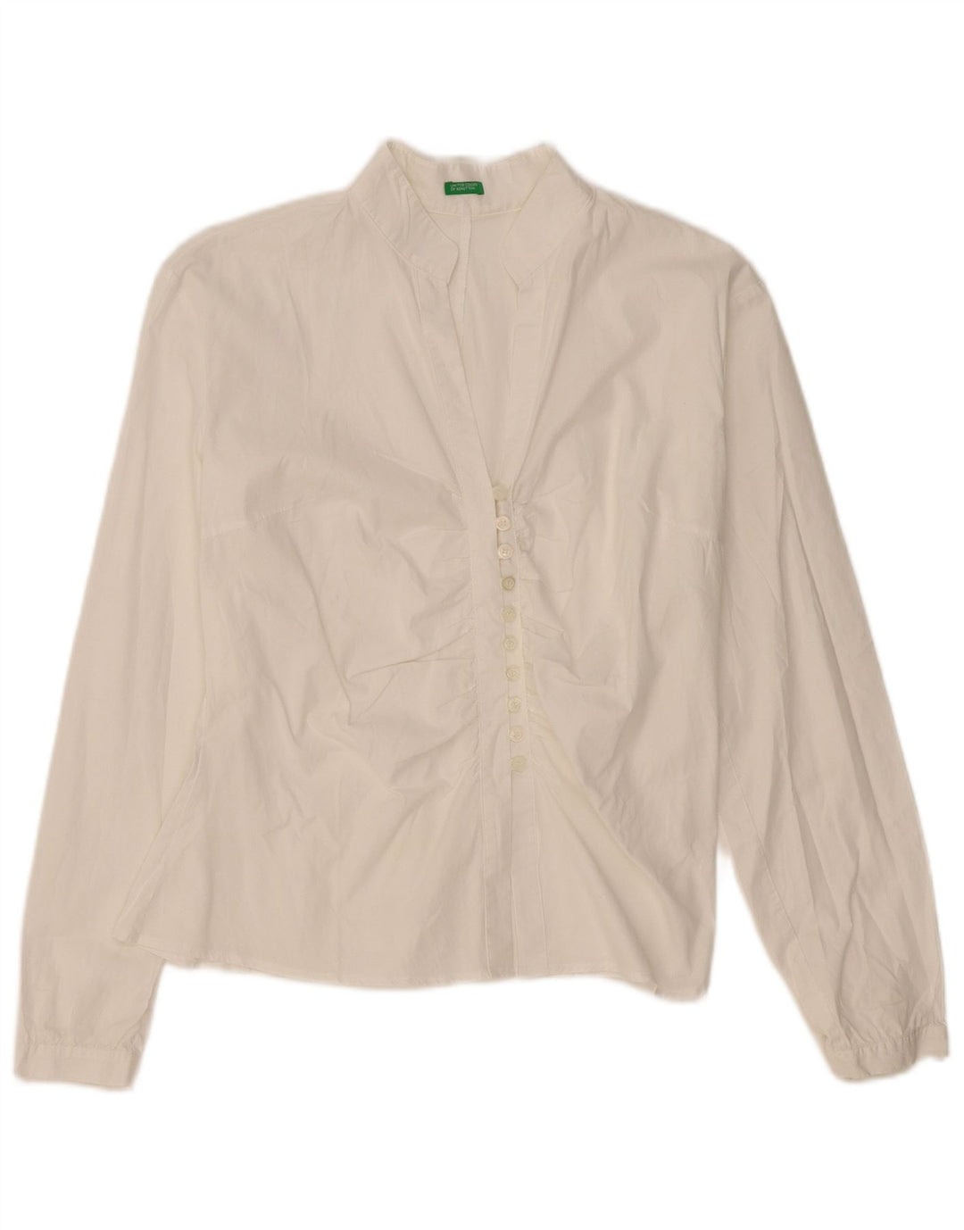BENETTON Blusa camisera para mujer UK 44 Mediana Blanco