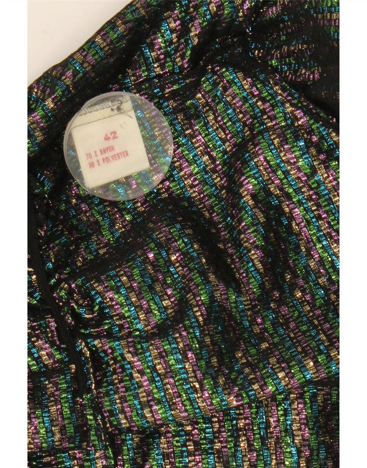 Vintage mujer camisa blusa IT 42 medio multicolor geométrico