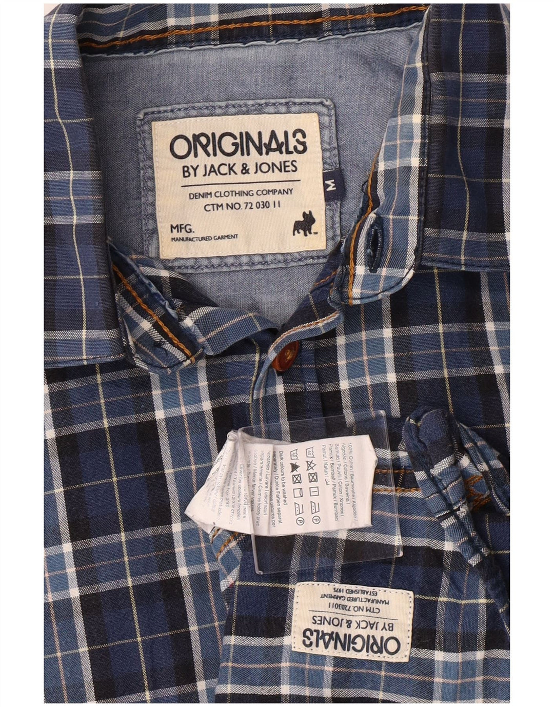 Jack & Jones Hombre Camisa De Cuadros De Algodón A Cuadros Azul Medio