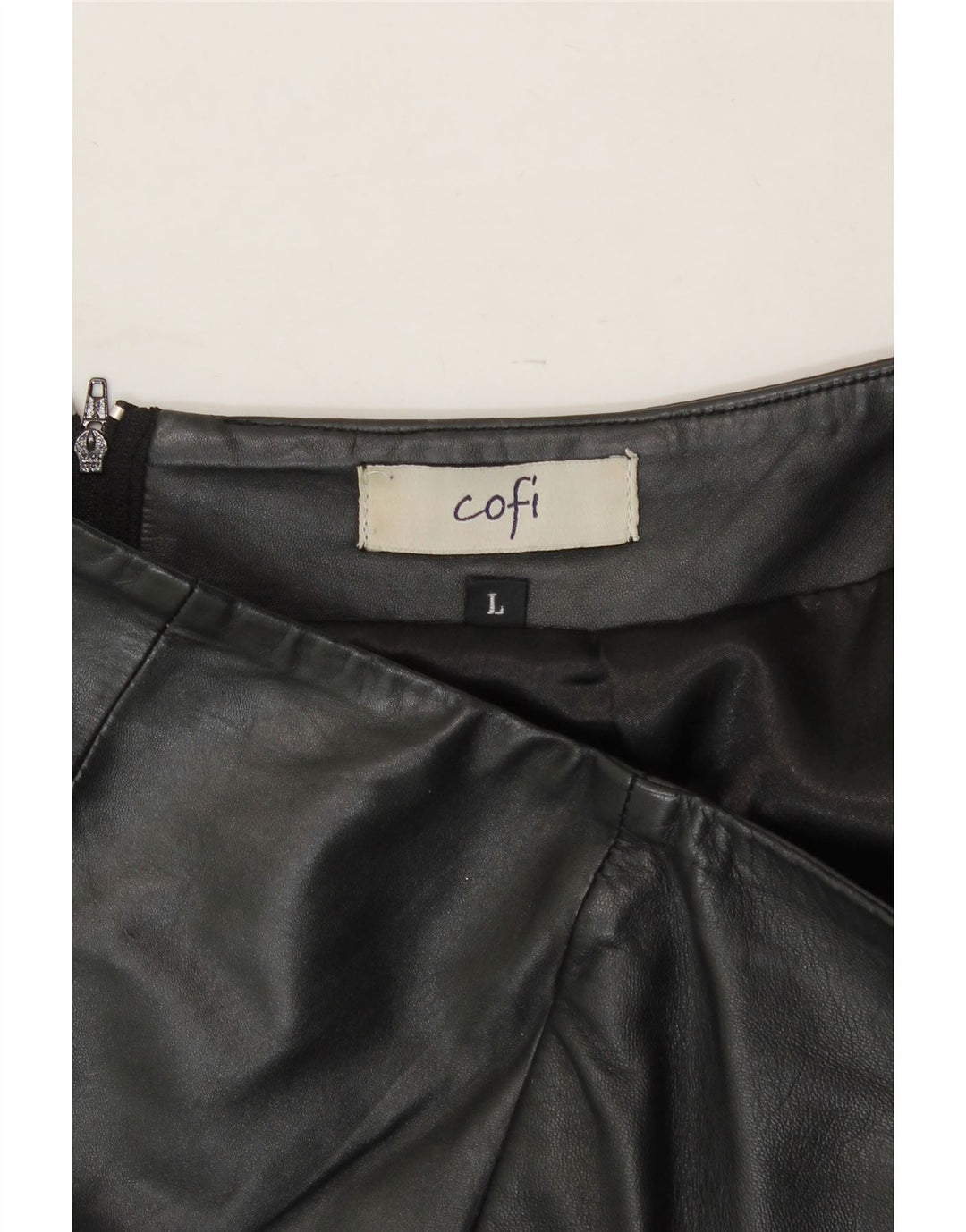 COFI Womens Leather Skirt Large W32 Black Leather Vintage Cofi and Second-Hand Cofi from Messina Hembry 