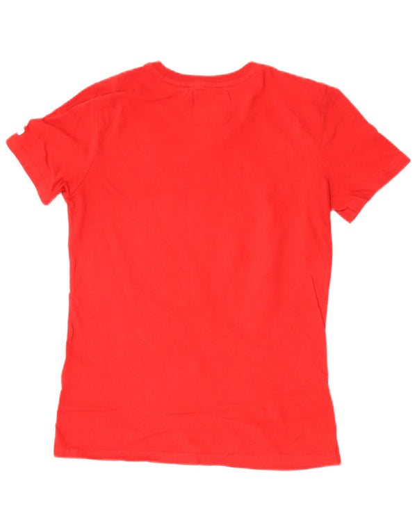 Superdry Mujer Camiseta Gráfica Top UK 8 Small Rojo Algodón