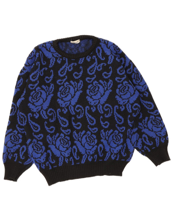 S.Oliver Suéter tipo jersey de gran tamaño con cuello barco para mujer UK 10 Small Black Floral