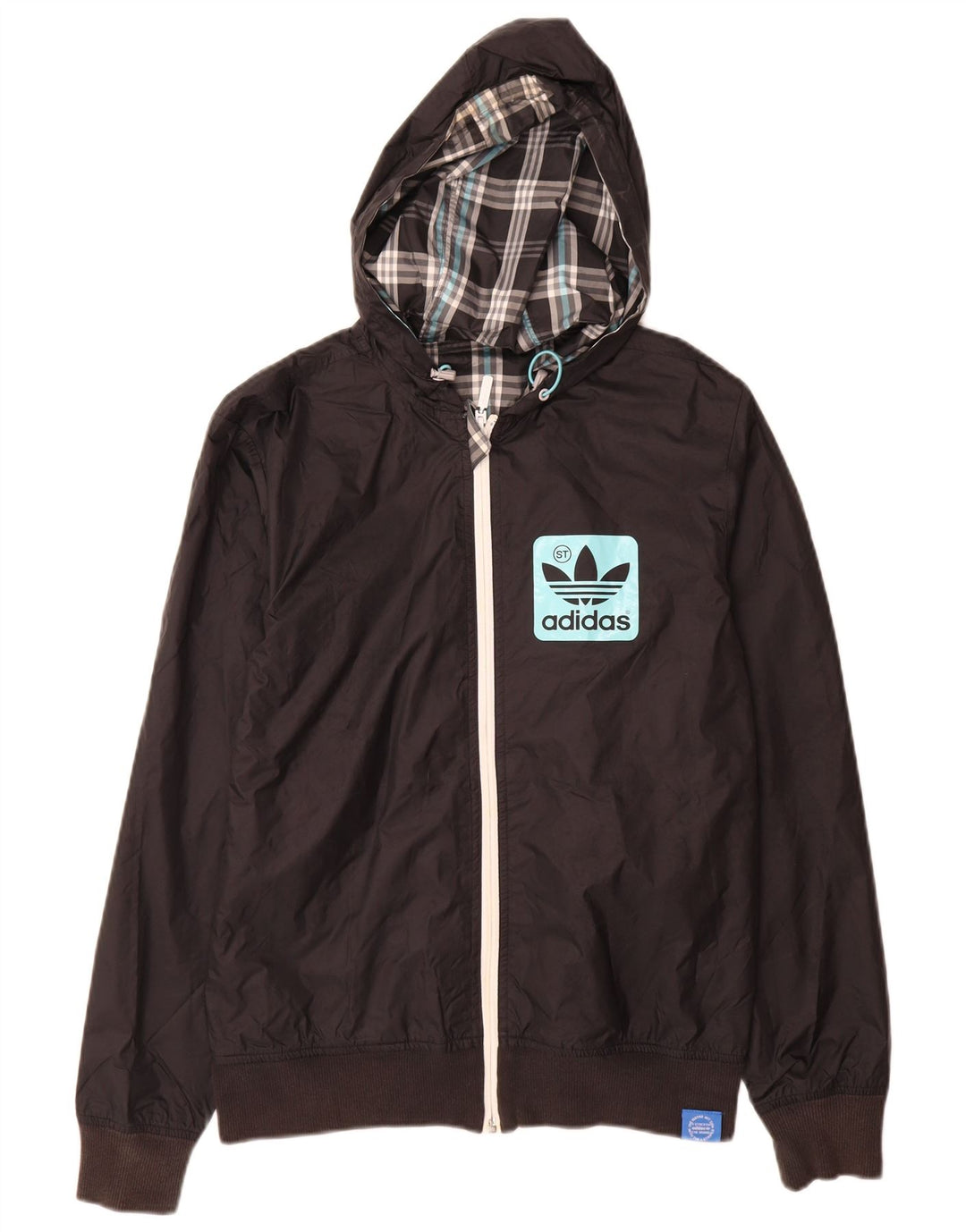 Adidas Chaqueta superior de chándal con capucha y gráfico para hombre XS Poliéster negro