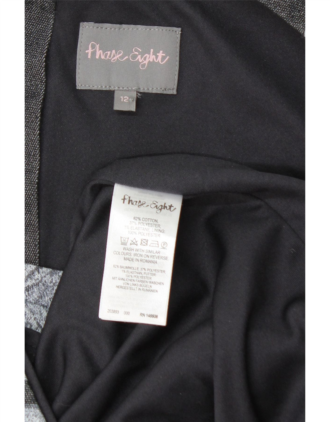 PHASE EIGHT Vestido tubo sin mangas para mujer UK 42 Algodón floral gris medio