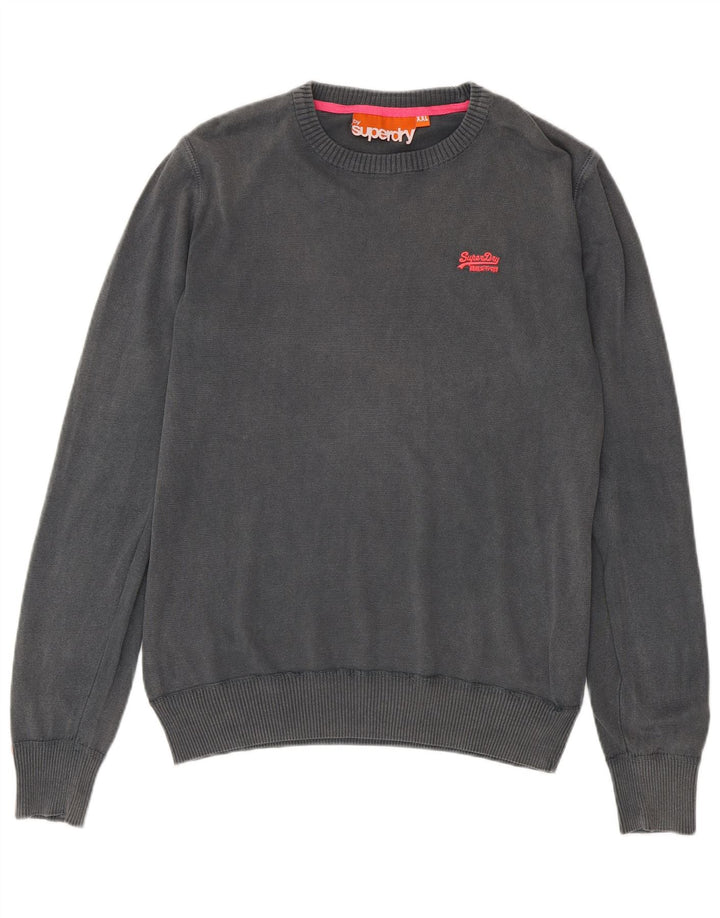 SUPERDRY Suéter tipo jersey con cuello redondo para hombre 2XL Algodón gris