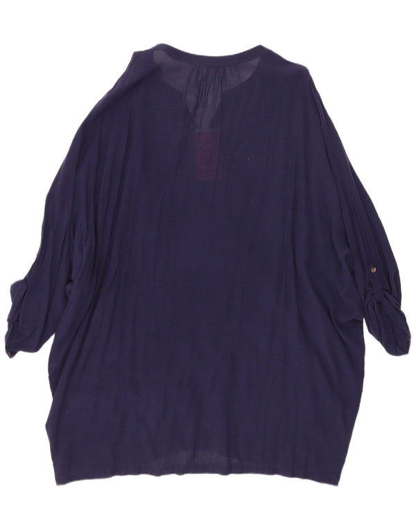 Monsoon Vestido túnica de manga 3/4 para mujer UK 46 Large Viscosa azul marino