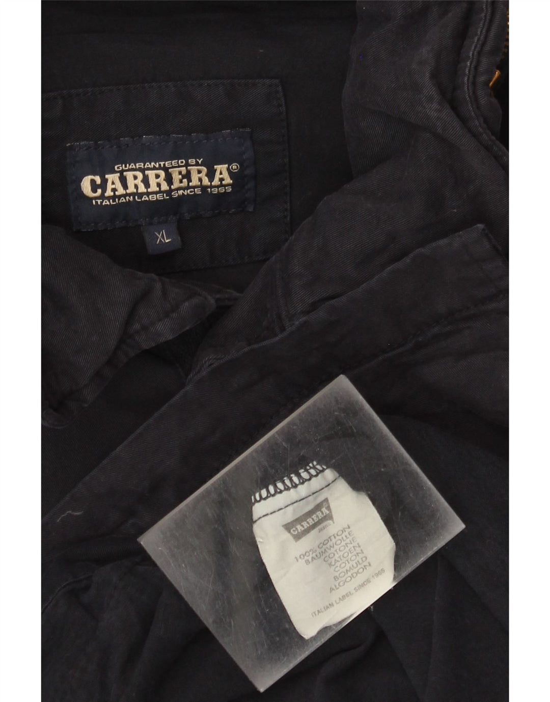 Carrera Chaqueta utilitaria con capucha para hombre UK 42 XL Algodón azul marino