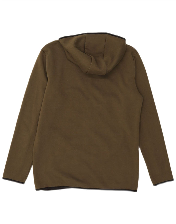 Ellesse Mens Zip Sudadera con capucha Suéter Pequeño Caqui Poliéster