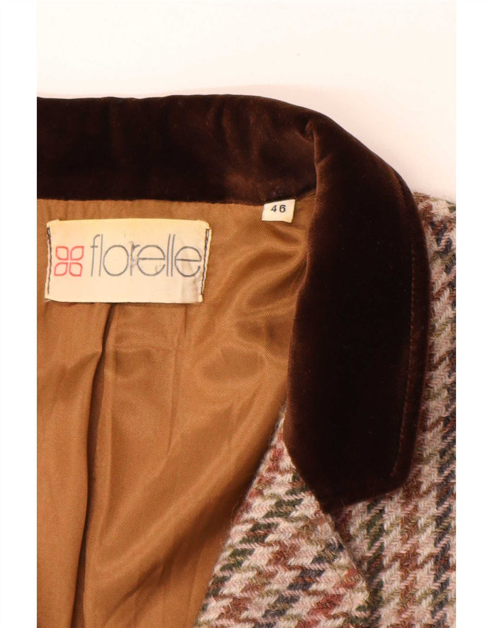 Vintage mujer 5 botones Blazer chaqueta IT 46 grande multicolor Houndstooth