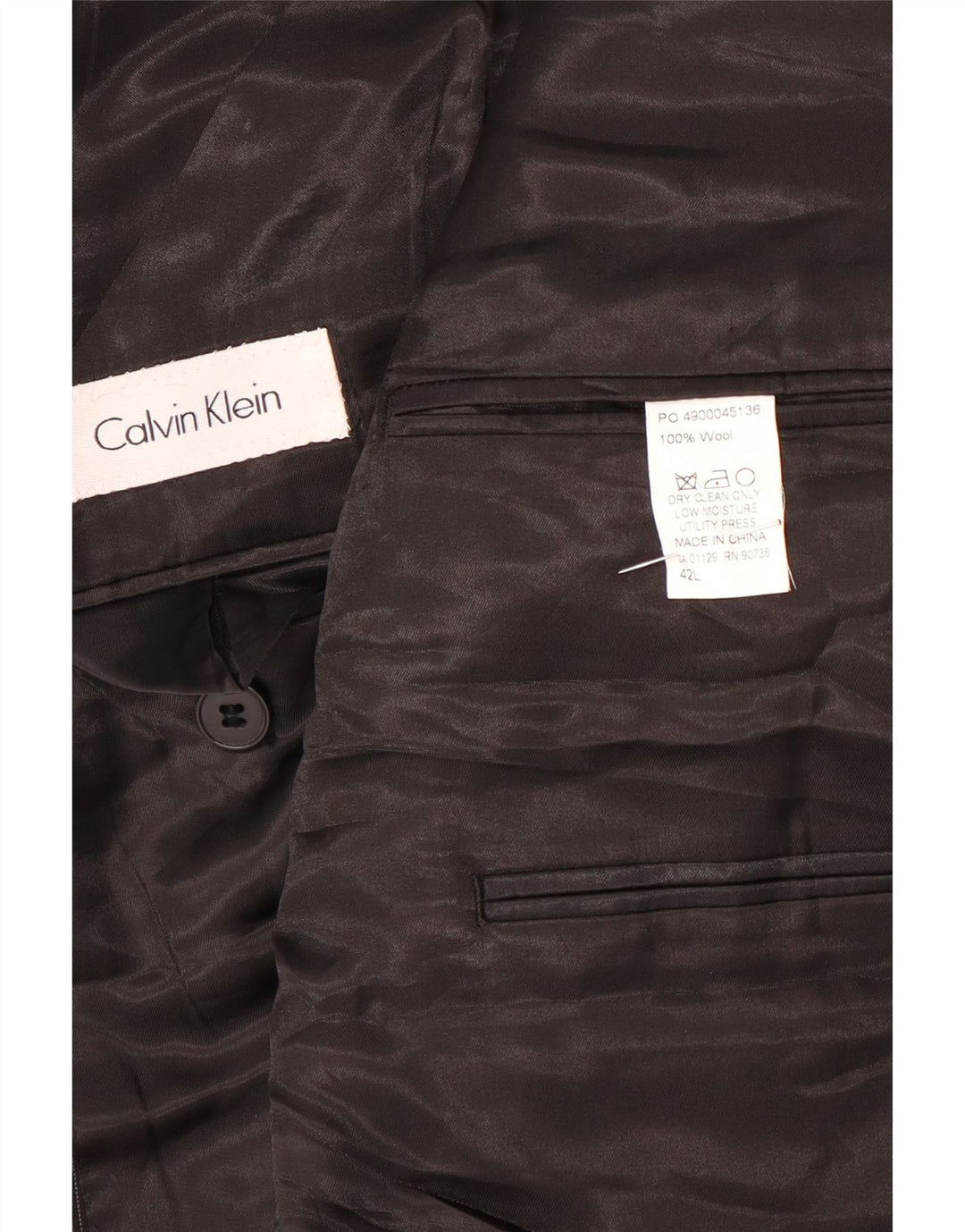 CALVIN KLEIN Chaqueta tipo blazer de 2 botones para hombre UK 42 XL Lana negra a rayas