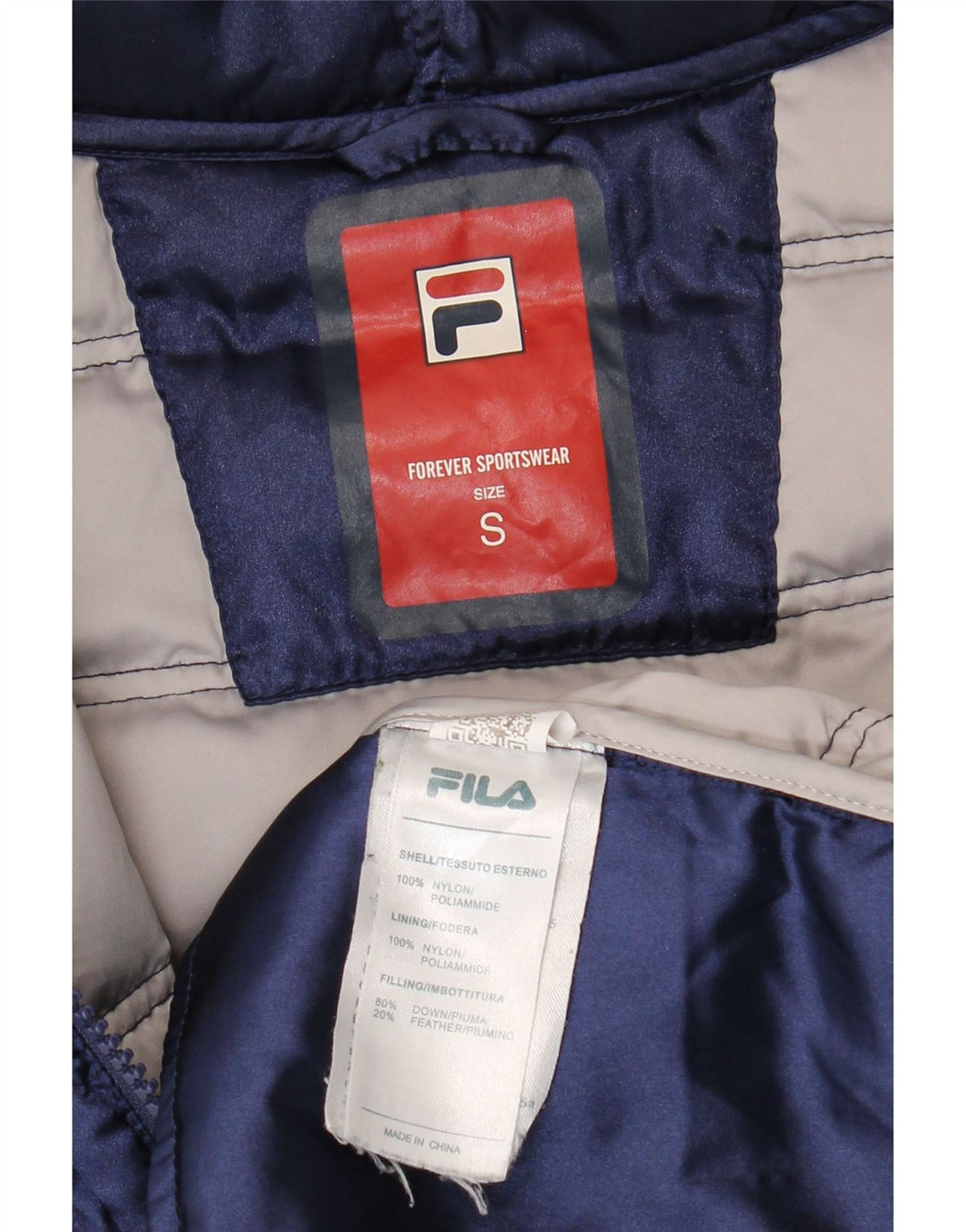 Fila Chaqueta acolchada con capucha para mujer UK 10 Small Azul marino Nylon
