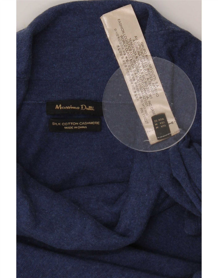Massimo Dutti Jersey de cuello vuelto para mujer UK 42 Seda azul medio