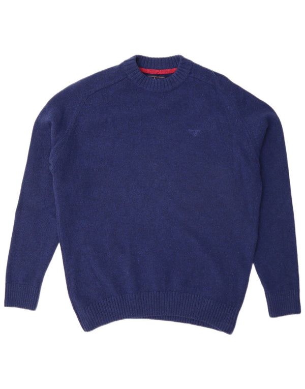 Barbour Mens Crew Neck Jumper Sweater XL Blue Wool