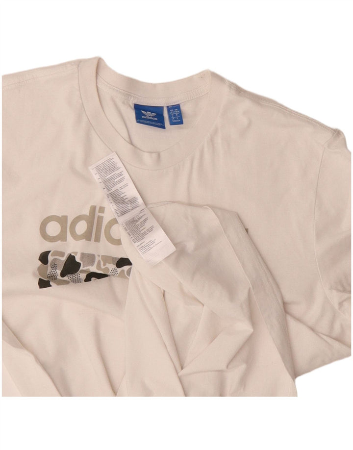 Adidas - Camiseta gráfica para hombre, talla grande, algodón blanco