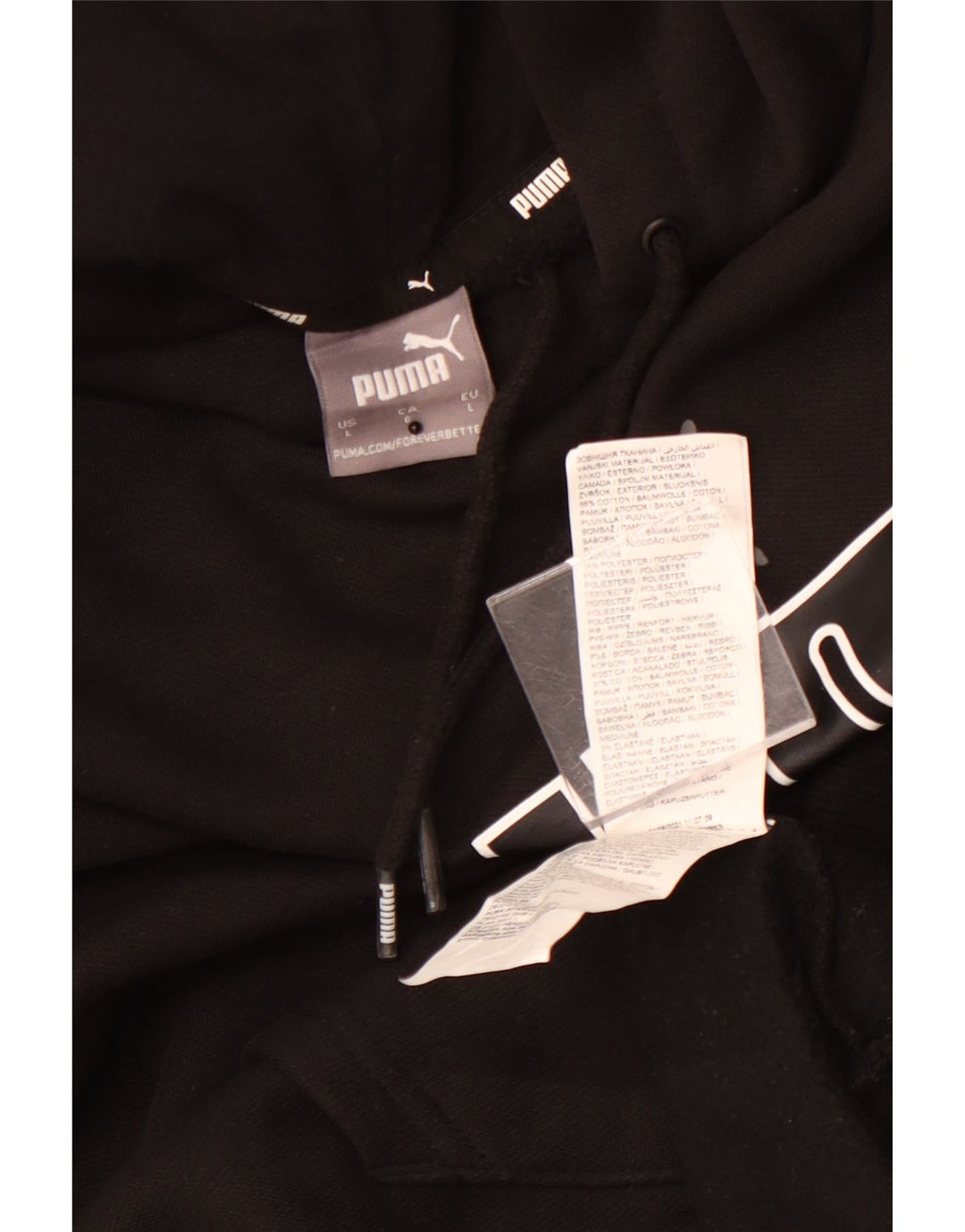 PUMA Sudadera con capucha gráfica para hombre, talla grande, algodón negro