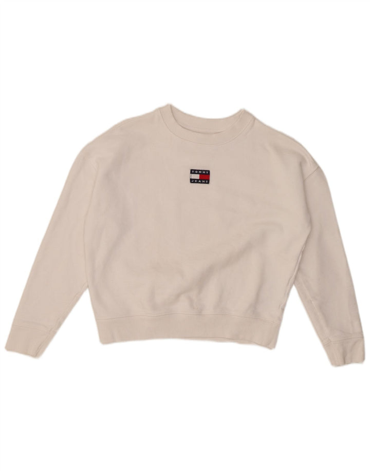 TOMMY HILFIGER Sudadera corta extragrande para mujer UK 6 XS Blanco