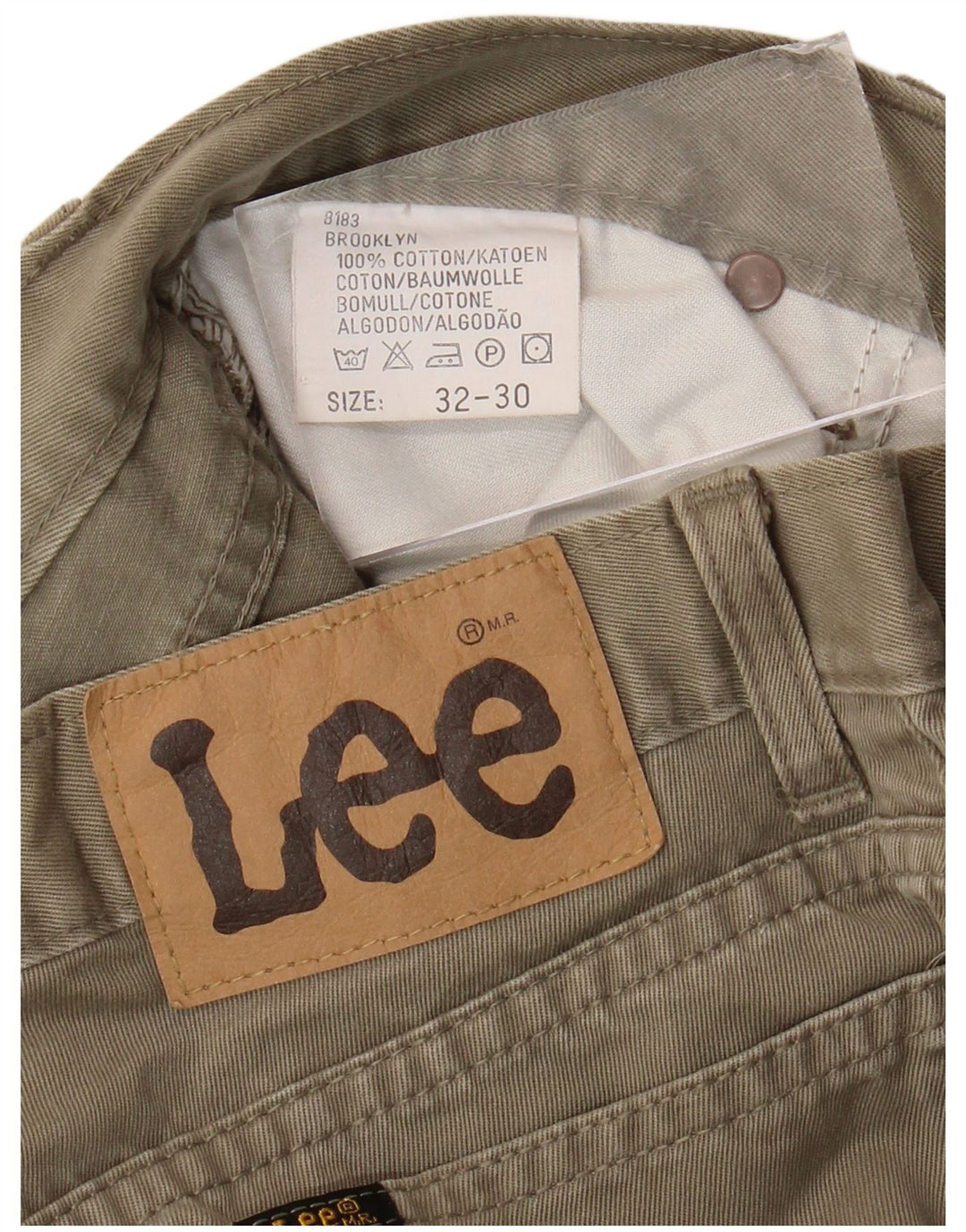 LEE Pantalones informales rectos Brooklyn para hombre W32 L30 Algodón caqui