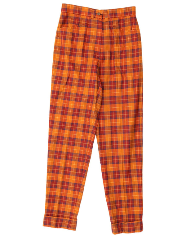 Jean Pierre Pantalones casuales cónicos para mujer IT 40 Small W26 L28 Orange Plaid
