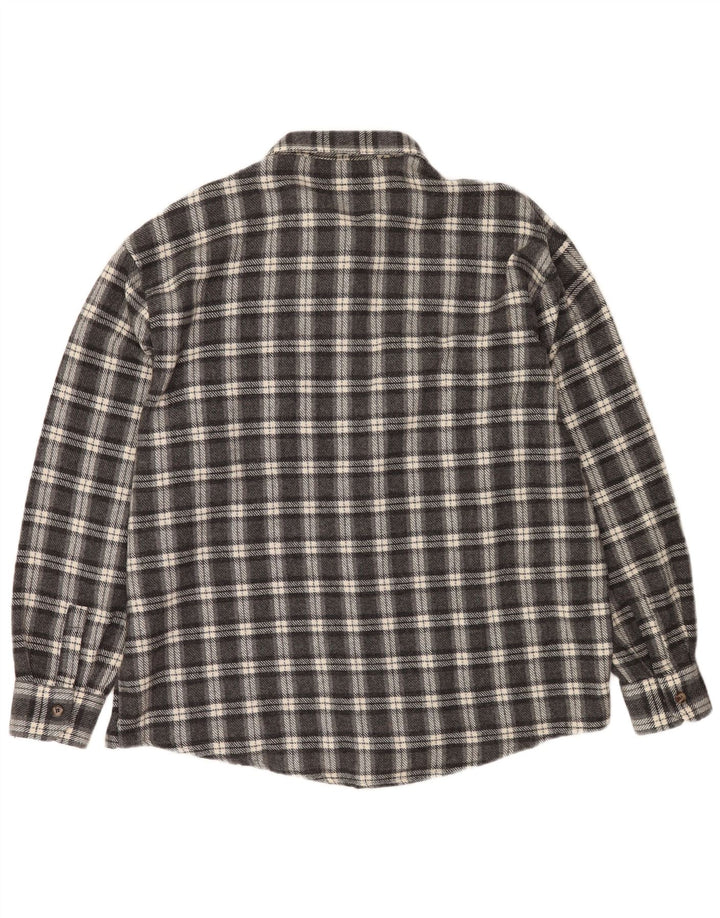European Project Camisa de franela para hombre 2XL Lana a cuadros gris