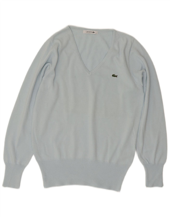 Lacoste Jersey con cuello en V para mujer Talla 42 Algodón azul grande