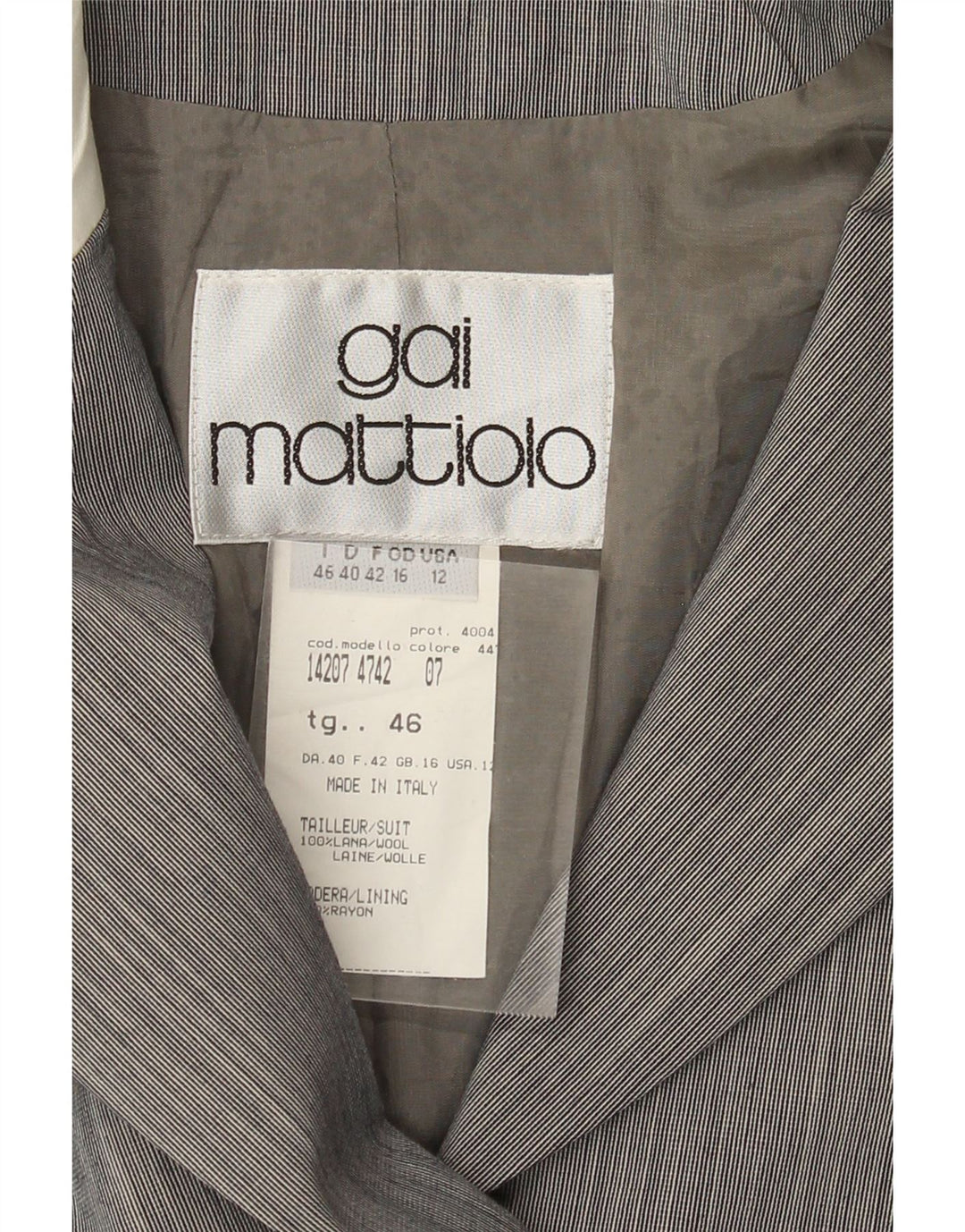 Gai Mattiolo Chaqueta tipo blazer de 4 botones para mujer UK 46 Grande Gris Colorblock