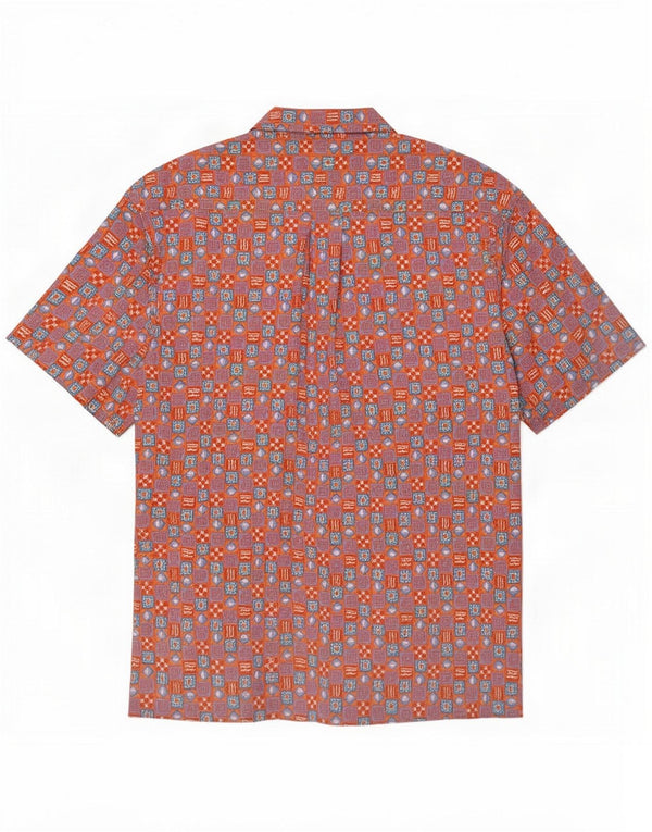 Camisa de manga corta vintage para hombre XL Algodón geométrico multicolor