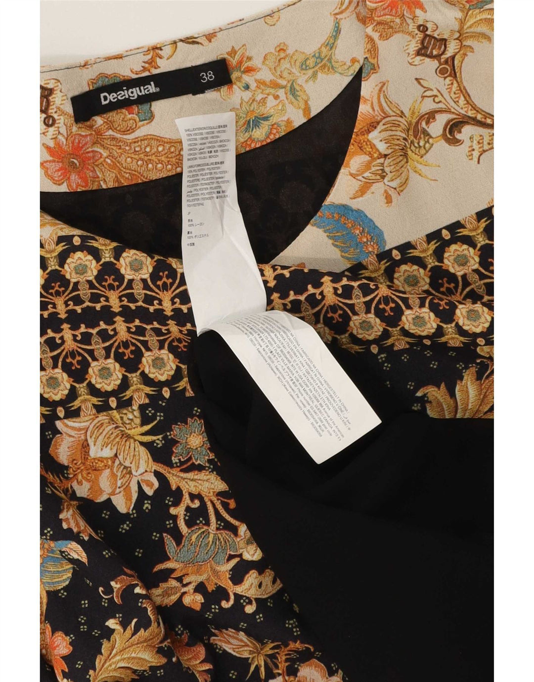 Desigual Vestido tubo de manga 3/4 para mujer EU 38 Medium Multicolor Floral