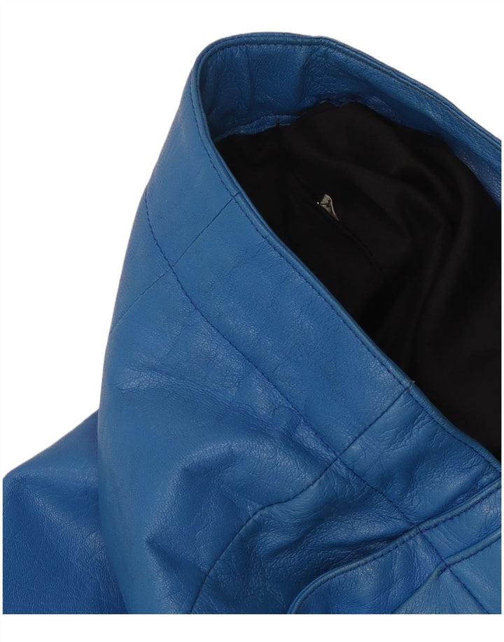 Vintage mujer pegged pantalones de cuero IT 44 Medio W26 L30 Azul