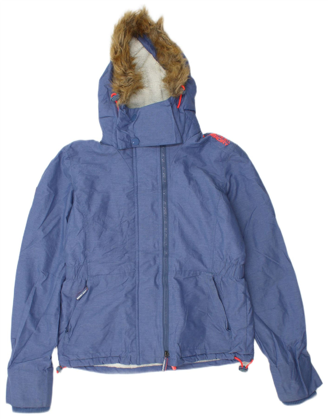 SUPERDRY Chaqueta cortavientos con capucha y gráfico para mujer UK 44 Azul medio