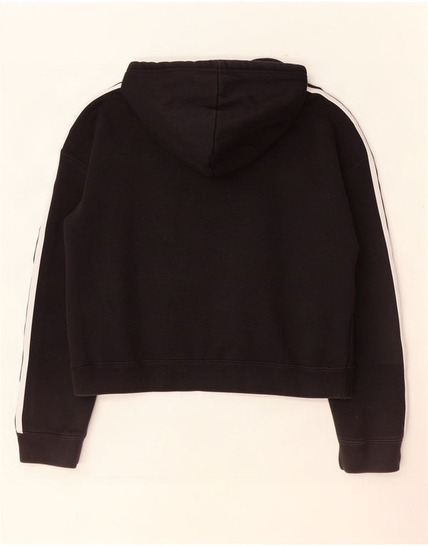 Adidas Mujer Crop Oversize Sudadera con capucha Jumper UK 8 Pequeño Algodón Negro
