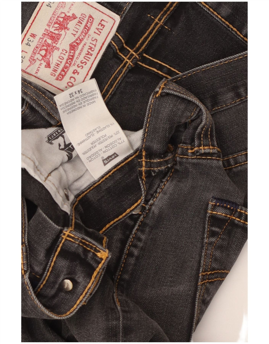 LEVI'S Jeans rectos 504 para hombre W34 L32 Algodón negro