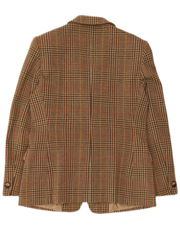 Marella Chaqueta Blazer de 2 Botones para Mujer UK 46 Grande Marrón Pata de Gallo
